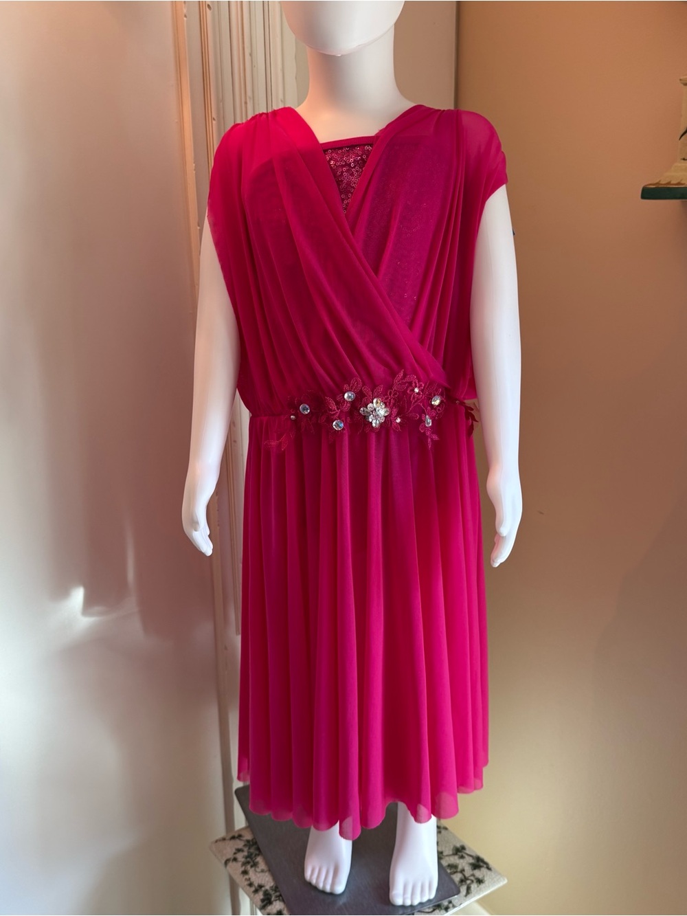 Double Platinum Fuchsia Sequin Lyrical Dance Dress Child Large LC DP1038C